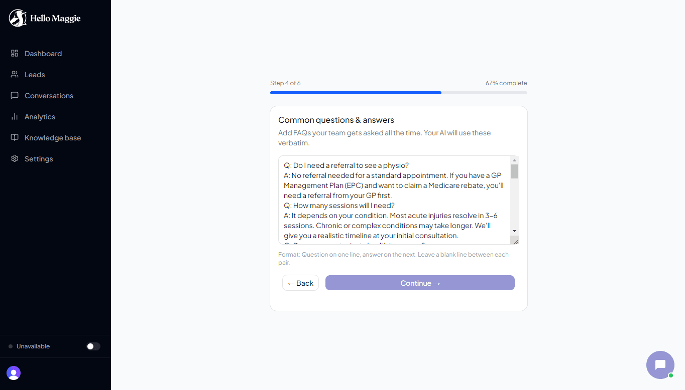 Onboarding step 4 — FAQs